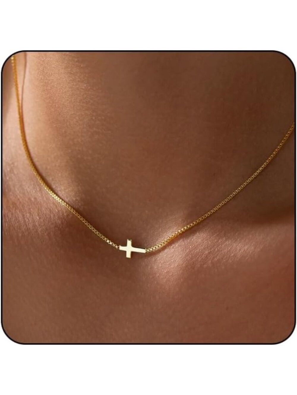 Dainty 14K Gold Plated Cross Necklace for Women | Small Pendant Choker Jewelry
